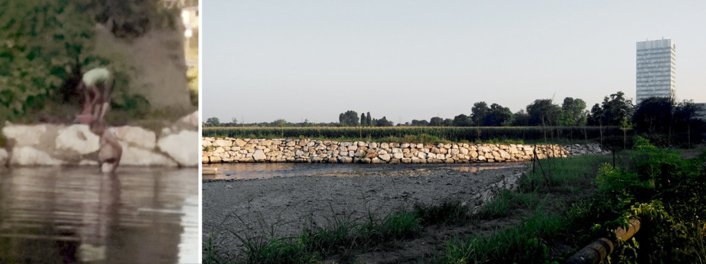 I bagnanti del Lambro nella torrida estate 2015.